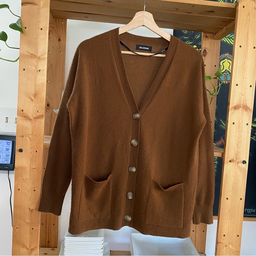 NAADAM Brown Women's Cardigan Sweater - Picture 2 of 14